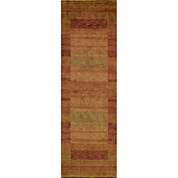 Hand-loomed Loft Rust Gabbeh Border Wool Rug (2'6 x 8')