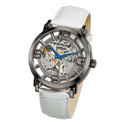Stuhrling Original Men's Winchester 44 Skeleton Automatic White Leather Strap Watch