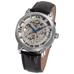 Stuhrling Original Men's Winchester 44 Skeleton Automatic Black Leather Strap Watch