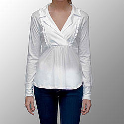 A to Z Turkish Cotton Ruffle Bib Collared Top
