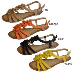 Carrini Women's Flower Sliver Wedge Sandals