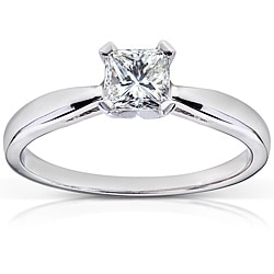 14k White Gold 1/2 ct TDW Diamond Solitaire Engagement Ring (H-I, VS1-VS2)