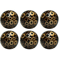 Red Vanilla 4-inch Black Ring Decorative Nature Spheres (Set of 6)