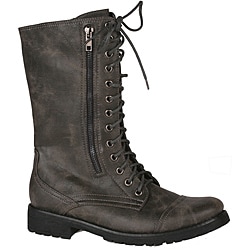 Neway by Beston Women's 'legend-08' Grey Combat Boots