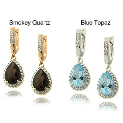 Gem Jolie Sterling Silver Gemstone and Diamond Accent Teardrop Earrings