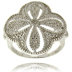 Sterling Silver Diamond Accent Flower Ring