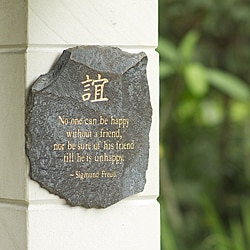 Volcanic Slate 'No One Can be Happy' Engraved Plaque (Indonesia)