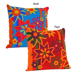 Handcrafted Embroidered Flower Pillow (India)