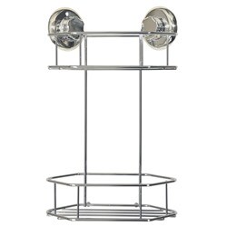 EZ Hold Suction London Chrome Finish 2-tier Corner Shelf