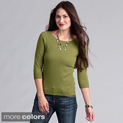 Grace Cashmere Women's Cashmere 3/4-sleeve Sweater