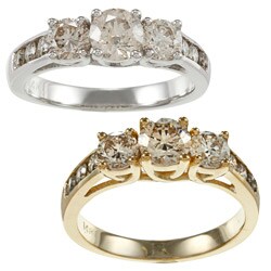 14k Gold 1 1/2ct TDW Round Diamond 3-stone Engagement Ring (K, I1-I2)