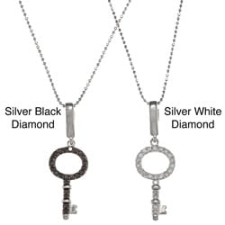 Sterling Silver 1/4ct TDW Diamond Key Necklace