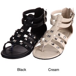 Lasonia Women's Gladiator Style Stud Embellished Double Ankle Strap Sandals FINAL SALE