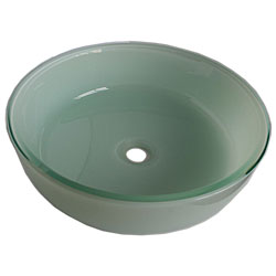 Round White Glass Vessel Sink 