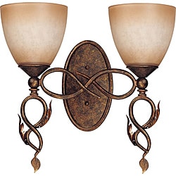 Trellio Vanity and Wall 2-light Autumn Gold Finish with Toffee Crunch Glass