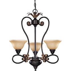 Francesca Chandelier 3-light Rustic Bronze Finish with Tangerine Peel Glass