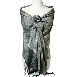 Women's Silver and Black Shawl Wrap