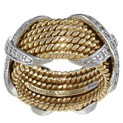 Tiffany 18k Gold and Platinum 3/4ct TDW Diamond Rope Ring (G-H, VS1-VS2)