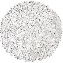 T-shirt Shaggy Jersey White Rug (4' Round)