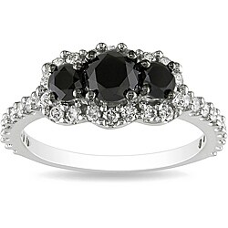 Miadora 10k White Gold 1ct TDW Black and White Diamond Ring (H-I, I2-I3)