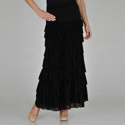 Grace Elements Women's Black Ruffle Maxi Skirt