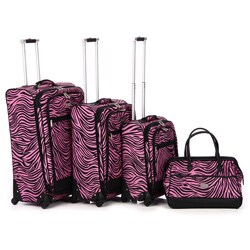Nicole Miller 'Wild Zebra' 4-piece Expandable Spinner Luggage Set
