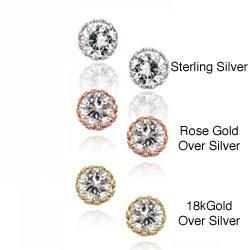 Icz Stonez Sterling Silver CZ Stud Earrings
