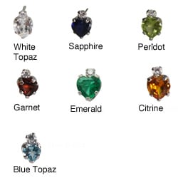 Jenne Sterling Silver Green and Clear CZ Heart Earrings