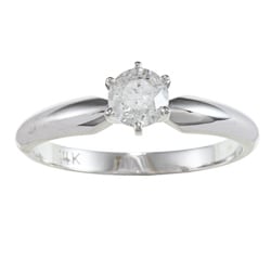 14k White Gold 1/2ct TDW Certified Diamond Solitaire Engagement Ring (D-E, I1-I2)
