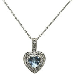 Jenne Sterling Silver Created Aquamarine and CZ Heart Necklace
