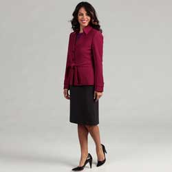 Tahari Women's Magenta Trench Jacket Skirt Suit