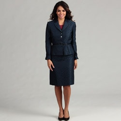 Tahari Women's Jacquard Belted Skirt Suit