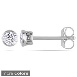 Miadora 14k Gold 1/4ct TDW Bezel-set Diamond Solitaire Stud Earrings