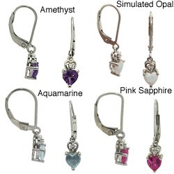 Jenne Sterling Silver Created Gemstone and CZ Earrings