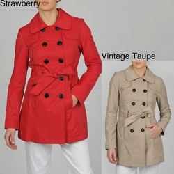 Esprit Women's Double Breasted Belted Trench w/Quilt Detail