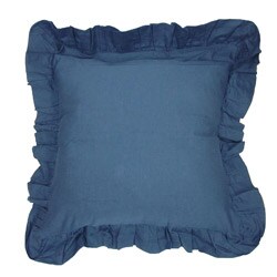 Blue Linen Ruffled Euro Sham