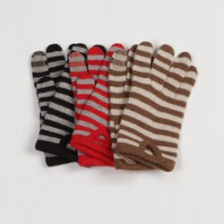 Portolano Women's Cashmere-Blend Striped Texting Gloves