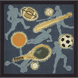 Tufted Sports Blue Kids Rug (3' x 3')