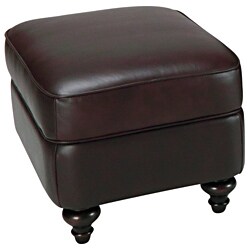 Seville Leather Storage Ottoman in Vintage Burgundy
