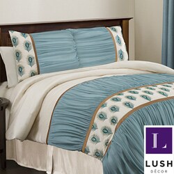 Lush Decor 'Aurora' Ivory/ Turquoise 4-piece Queen-size Comforter Set