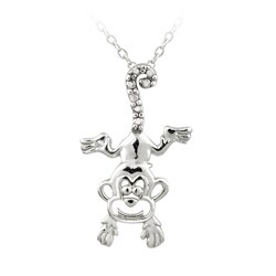 DB Designs Sterling Silver Diamond Accent Playful Monkey Necklace