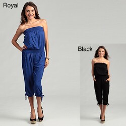 LA Class Junior's Strapless Blouson Jumpsuit