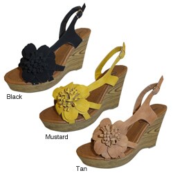 Carrini Women's Faux Leather Slingback Wedges