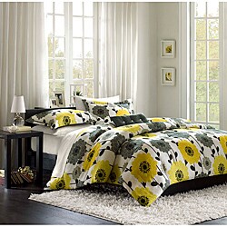 Mizone Blythe Yellow/Grey 4-piece Comforter Set