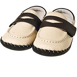Little Blue Lamb Infant/Toddler Hand-stitched Cream Leather Walking Shoes