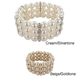 Roman Faux Pearl Crystal Stretch Bracelet