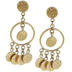 Hammered 'Multi Circle' Brass Dangle Earrings (Nepal)
