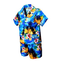Boys' 2-piece Blue Tropical Hawaiian Cabana Set