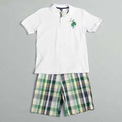 US Polo Association Boy's Shirt and Plaid Short Set