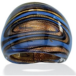 Lillith Star Blue, Black and Bronzetone Glass Dome Ring